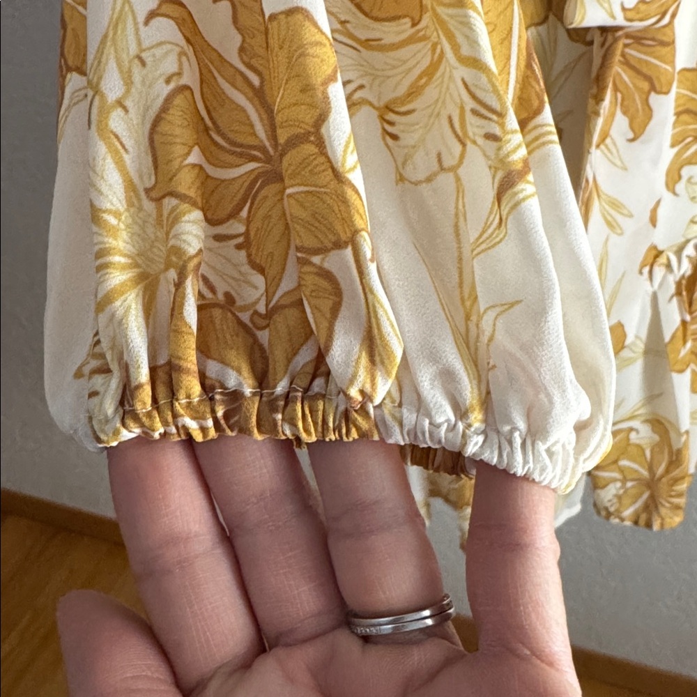 Flying Tomato Golden Floral Long Sleeve Dress for Women - Picture 5 of 13